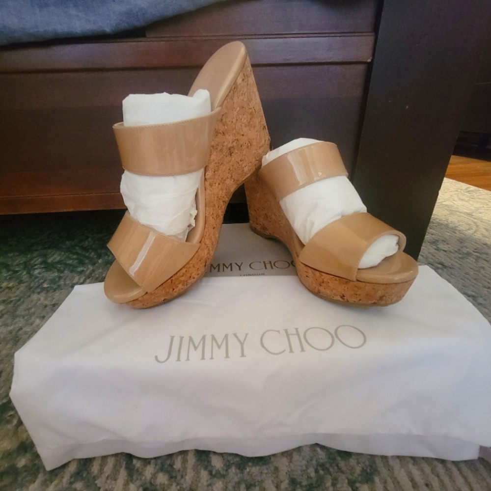 Jimmy Choo nude wedges